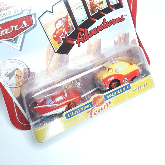 Disney Pixar Cars Mini Adventures Lightning McQueen's Team Flo Sheriff NEW - Picture 2 of 6